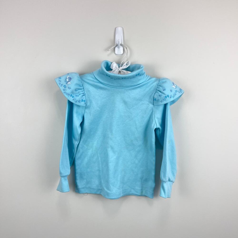 Vintage OshKosh B'gosh Long Sleeve Blue Angel Bow Turtleneck Top 3T USA